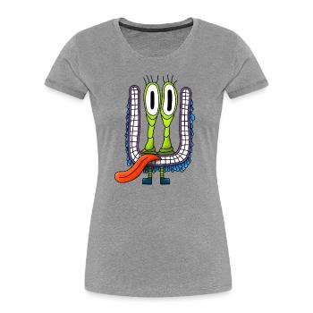 Monster 1 - Frauen Premium Bio T-Shirt - Grau meliert - Vorne - Mia (176cm)