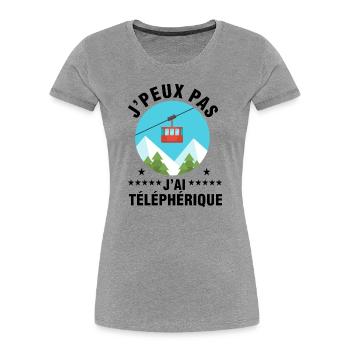 j'peux pas j'ai téléphérique - T-shirt bio Premium Femme - gris chiné - Devant - Mia (176cm)