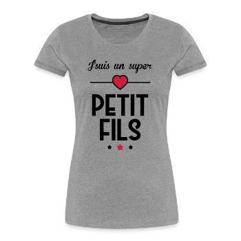Sohn / Tochter / Familie / Mädchen - Frauen Premium Bio T-Shirt - Grau meliert - Vorne - Mia (176cm)