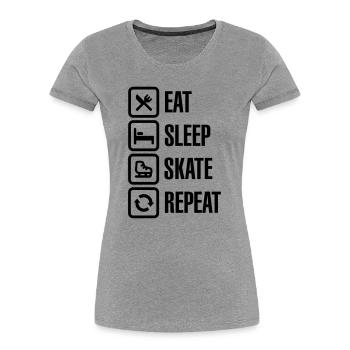 Eat sleep figure ice skate repeat - T-shirt bio Premium Femme - gris chiné - Devant - Mia (176cm)