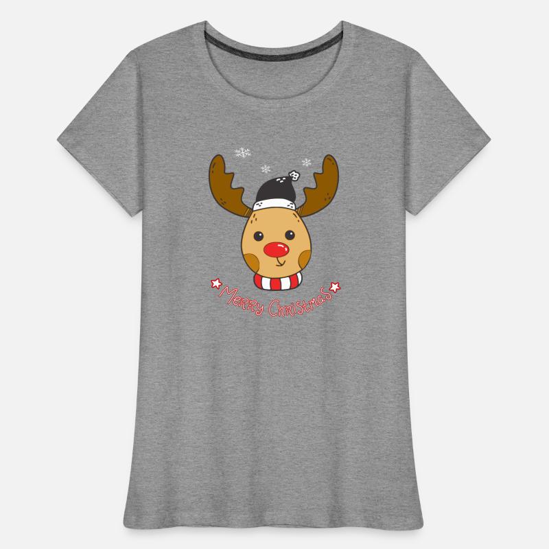 Conception de Noël mignon renne Rudolph T-shirt bio Premium Femme