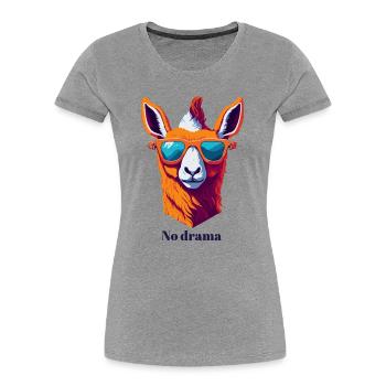 Retro Lama Vibes - Women's Premium Organic T-Shirt - heather grey - Front - Mia (176cm)