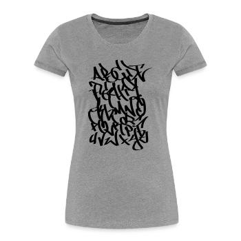 Alphabet Graffiti Tag Handstyle black - Frauen Premium Bio T-Shirt - Grau meliert - Vorne - Mia (176cm)