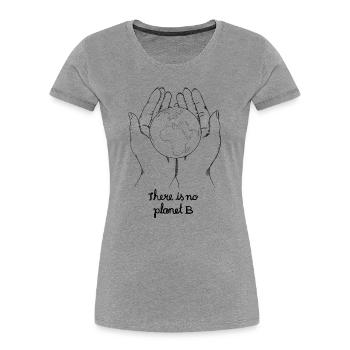 There is no planet b - Frauen Premium Bio T-Shirt - Grau meliert - Vorne - Mia (176cm)