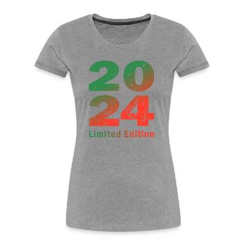 Geboren in 2024, limited Edition Strampler - Frauen Premium Bio T-Shirt - Grau meliert - Vorne - Mia (176cm)