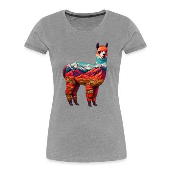 Alpaca - Women's Premium Organic T-Shirt - heather grey - Front - Mia (176cm)