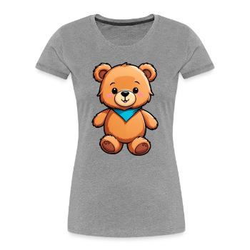 Ours en peluche de dessin animé pour enfants mignons - T-shirt bio Premium Femme - gris chiné - Devant - Mia (176cm)