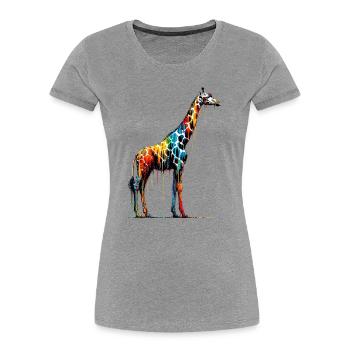 Girafe - T-shirt bio Premium Femme - gris chiné - Devant - Mia (176cm)