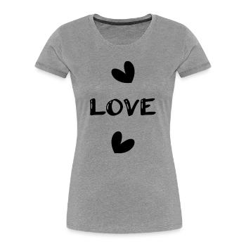 LIEBE. PAAR. GERADE VERHEIRATET. Junggesellinnenabschied. VALENTINSTAG. - Frauen Premium Bio T-Shirt - Grau meliert - Vorne - Mia (176cm)