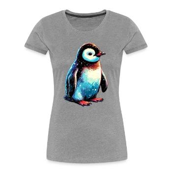 Pingouin - T-shirt bio Premium Femme - gris chiné - Devant - Mia (176cm)