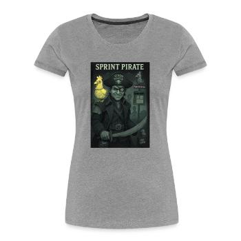 Sprint Pirate - T-shirt bio Premium Femme - gris chiné - Devant - Mia (176cm)