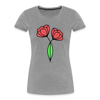 Poppy Poppies Minimalist Line Art 6 - Women's Premium Organic T-Shirt - heather grey - Front - Mia (176cm)