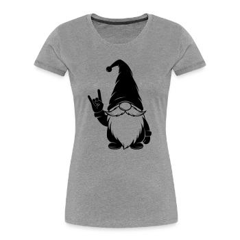 Cooler Wichtel mit Victory Zeichen - Frauen Premium Bio T-Shirt - Grau meliert - Vorne - Mia (176cm)