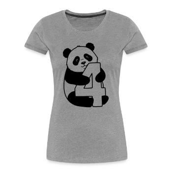 Panda mit Zahl 4 Cartoon Illustration - Frauen Premium Bio T-Shirt - Grau meliert - Vorne - Mia (176cm)