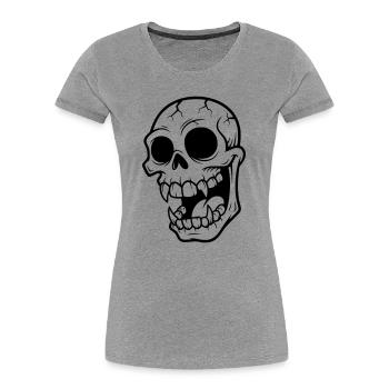 Mad Vampire Skull - Women's Premium Organic T-Shirt - heather grey - Front - Mia (176cm)