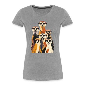 Beaucoup de surikates se tiennent et se regardent en groupe - T-shirt bio Premium Femme - gris chiné - Devant - Mia (176cm)