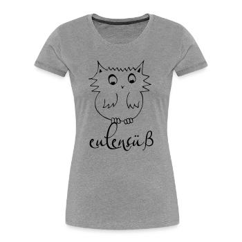 Käutzchen - Das Original par heavenlygoods - T-shirt bio Premium Femme - gris chiné - Devant - Mia (176cm)