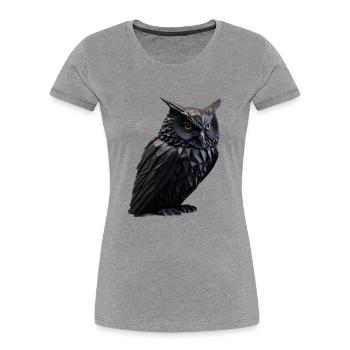 Eule II - Frauen Premium Bio T-Shirt - Grau meliert - Vorne - Mia (176cm)