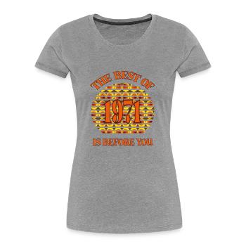 Year of birth 1971 Vintage Retro, birth, birthday - Women's Premium Organic T-Shirt - heather grey - Front - Mia (176cm)