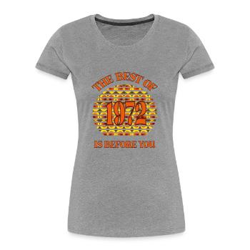 Year of birth 1972 Vintage Retro, birth, birthday - Women's Premium Organic T-Shirt - heather grey - Front - Mia (176cm)