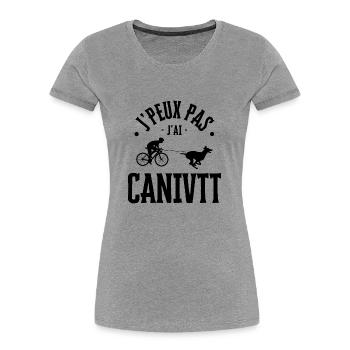 J'peux pas j'ai canivtt bikejoring - T-shirt bio Premium Femme - gris chiné - Devant - Mia (176cm)