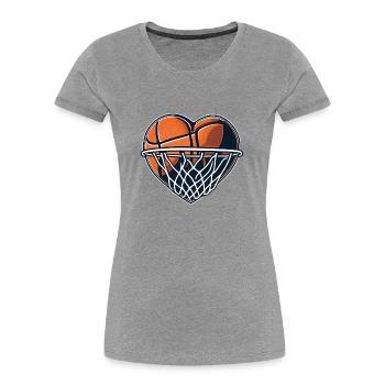 Basketball Liebe Herz für Weltmeister Fans Spieler - Frauen Premium Bio T-Shirt - Grau meliert - Vorne - Mia (176cm)
