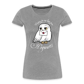 Harry Potter Hedwig Brief - Frauen Premium Bio T-Shirt - Grau meliert - Vorne - Mia (176cm)