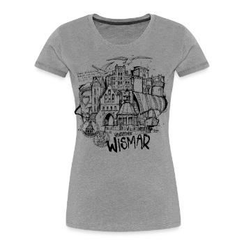 Hanseatic City of Wismar - Women's Premium Organic T-Shirt - heather grey - Front - Mia (176cm)
