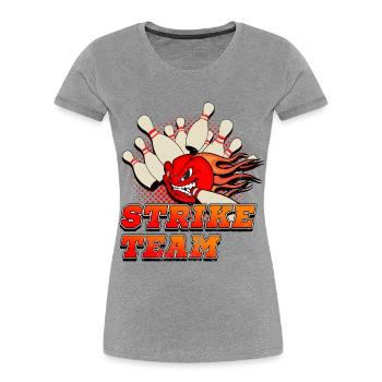 Bowling, grève de bowling - T-shirt bio Premium Femme - gris chiné - Devant - Mia (176cm)