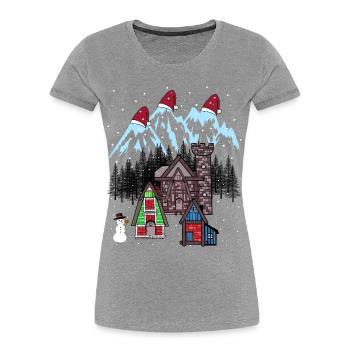 Xmas Winter Tirol Österreich Gebirge Berg Nikolaus - Frauen Premium Bio T-Shirt - Grau meliert - Vorne - Mia (176cm)