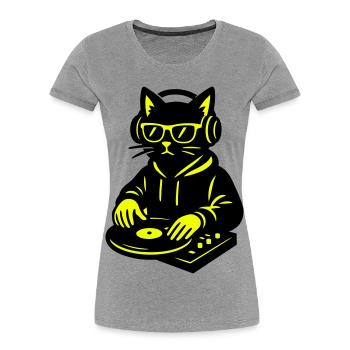 DJ Cat - Frauen Premium Bio T-Shirt - Grau meliert - Vorne - Mia (176cm)