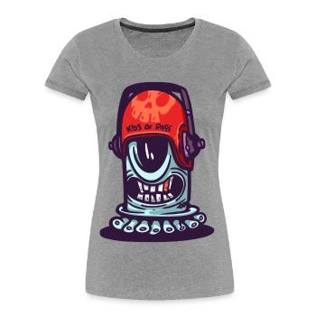 Skull Space Helmet - Women's Premium Organic T-Shirt - heather grey - Front - Mia (176cm)