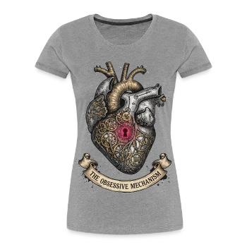Cœur Steampunk avec Gears Dark Academia - T-shirt bio Premium Femme - gris chiné - Devant - Mia (176cm)