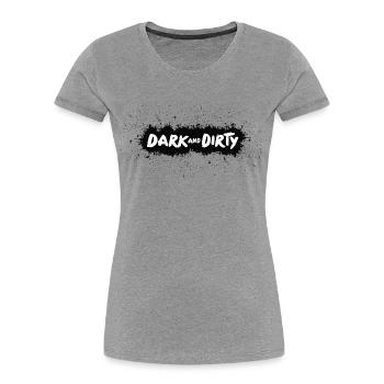 Logo Dark and dirty - Typographie - T-shirt bio Premium Femme - gris chiné - Devant - Mia (176cm)