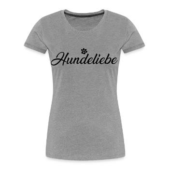 Hundeliebe mit Hundepfote - Frauen Premium Bio T-Shirt - Grau meliert - Vorne - Mia (176cm)