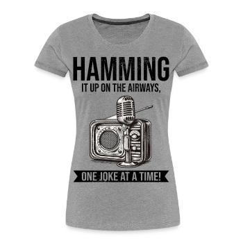 Amateur Vintage Funkamateur Mikrofon - Frauen Premium Bio T-Shirt - Grau meliert - Vorne - Mia (176cm)
