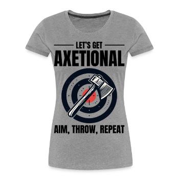axetional axt werfen bullseye zielen wurf wiederholung - Frauen Premium Bio T-Shirt - Grau meliert - Vorne - Mia (176cm)