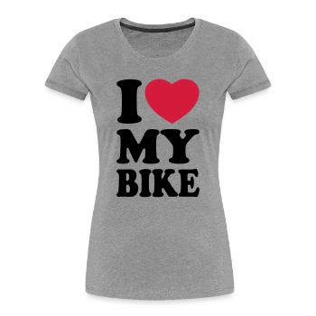 I love my bike - Ich liebe mein Motorrad - Frauen Premium Bio T-Shirt - Grau meliert - Vorne - Mia (176cm)