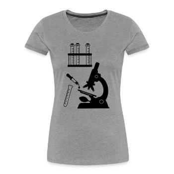 Recherche en laboratoire de microscope - T-shirt bio Premium Femme - gris chiné - Devant - Mia (176cm)
