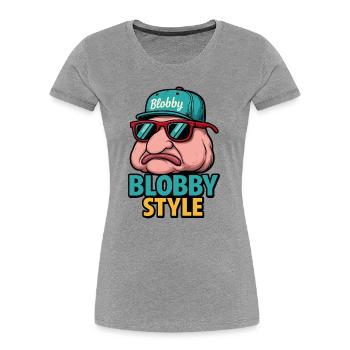 T-shirt de dessins animés Blobby style - T-shirt bio Premium Femme - gris chiné - Devant - Mia (176cm)