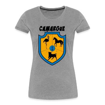Camargue - Frauen Premium Bio T-Shirt - Grau meliert - Vorne - Mia (176cm)