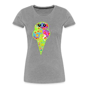 Retro Eis Vintage Kinder Kind 60er  - Frauen Premium Bio T-Shirt - Grau meliert - Vorne - Mia (176cm)
