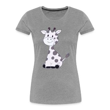 Petite girafe - T-shirt bio Premium Femme - gris chiné - Devant - Mia (176cm)