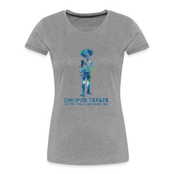 Emiliano Zapata - Frauen Premium Bio T-Shirt - Grau meliert - Vorne - Mia (176cm)