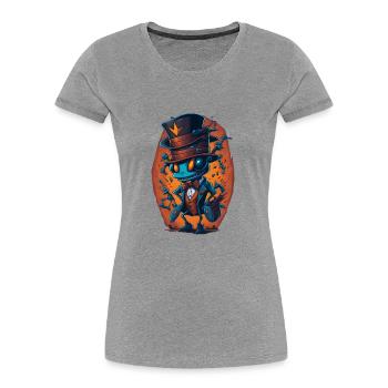 Ameise mit Hut Lustig - Frauen Premium Bio T-Shirt - Grau meliert - Vorne - Mia (176cm)