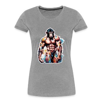 Bodybuilder / Sports / Fitness / Monkey / Muscles - Women's Premium Organic T-Shirt - heather grey - Front - Mia (176cm)