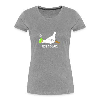 Ente lustig faul Spruch - Frauen Premium Bio T-Shirt - Grau meliert - Vorne - Mia (176cm)