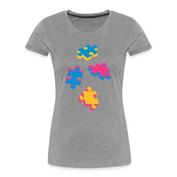 vier Puzzleteile - Frauen Premium Bio T-Shirt - Grau meliert - Vorne - Mia (176cm)
