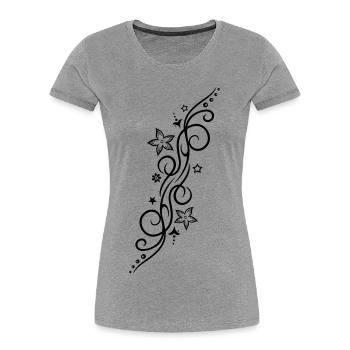 Tattoo ornament with flowers and stars. - Women's Premium Organic T-Shirt - heather grey - Front - Mia (176cm)