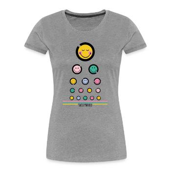 Sehtest Happy - Frauen Premium Bio T-Shirt - Grau meliert - Vorne - Mia (176cm)